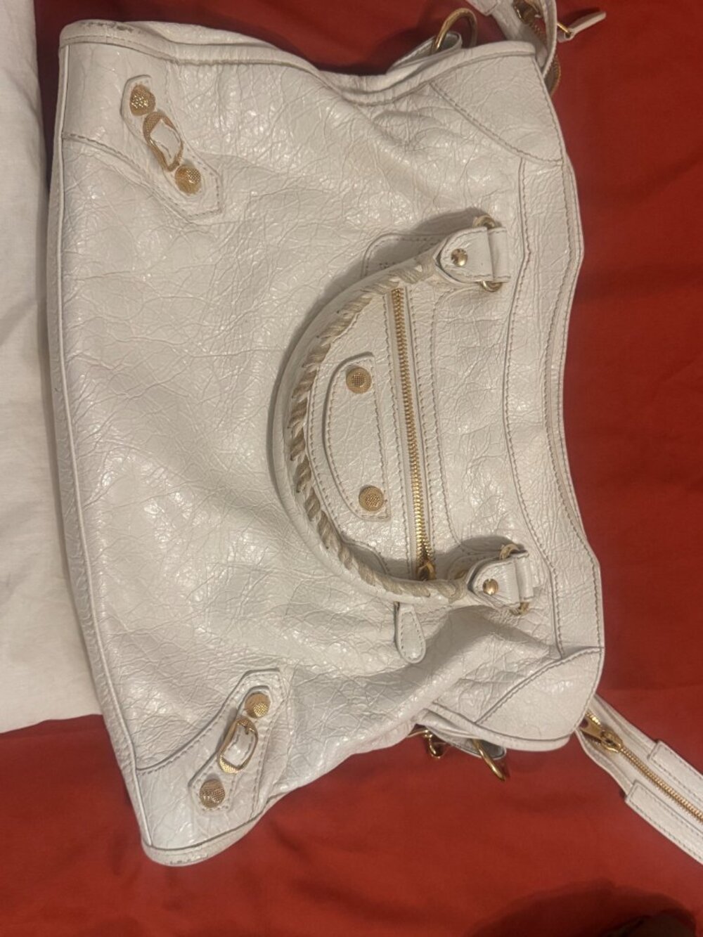 Authentic Balenciaga "Classic City" bag white with metal-edged golden hardware, - Picture 3 of 4
